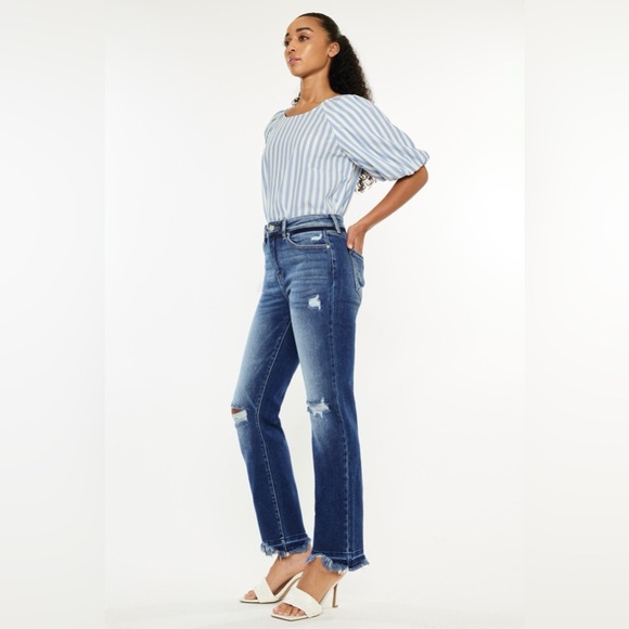 Kancan High Rise Distressed Slim Straight Jeans - Picture 4 of 6